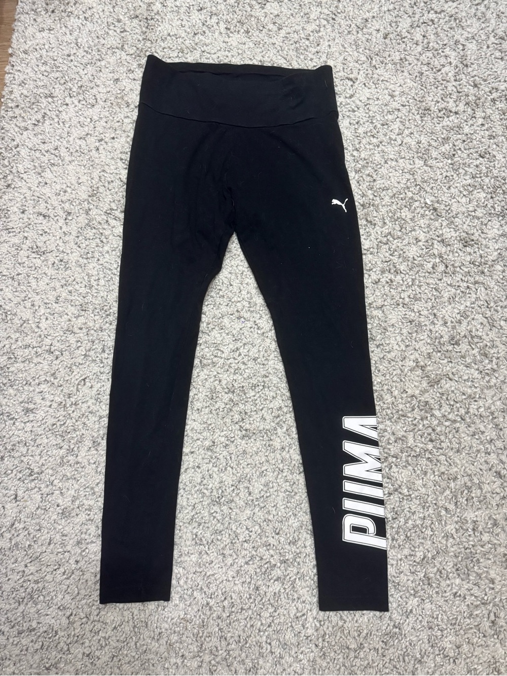Puma Black Leggings with White Logo Print